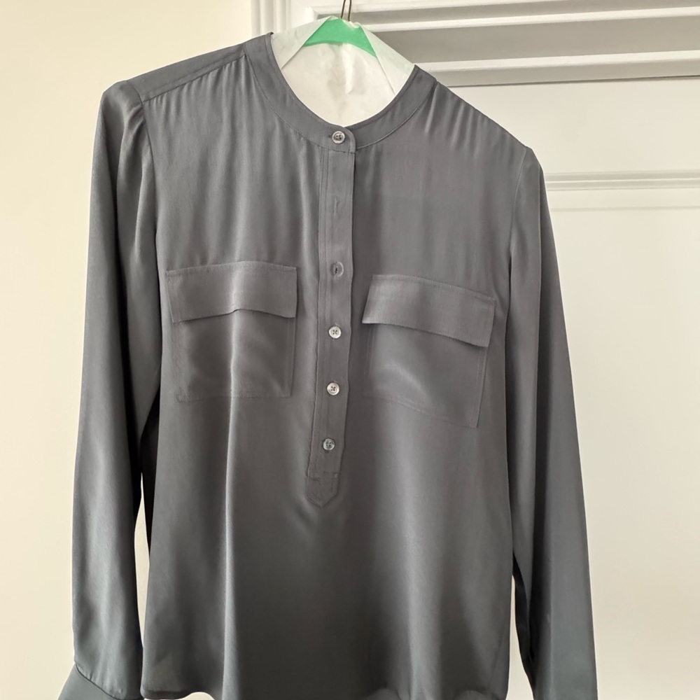 Banana Republic Charcoal Silk Blouse